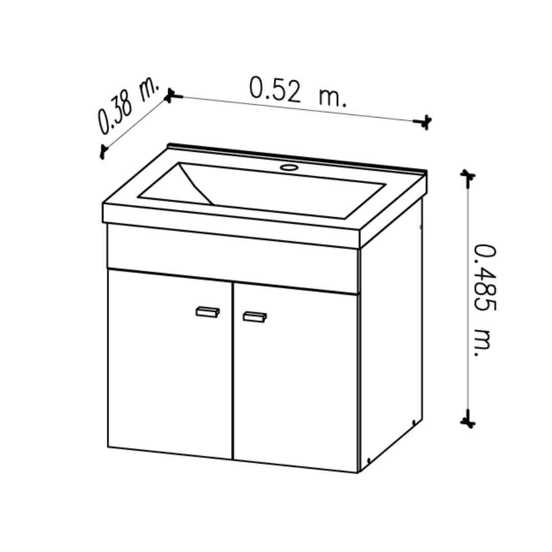 Mueble de baño flotante monocomando 61 cm